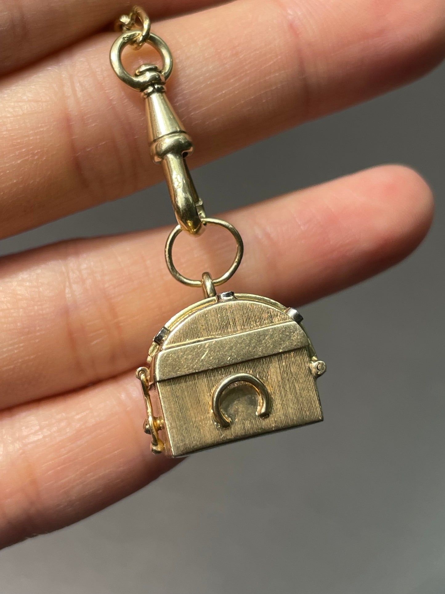 Vintage 14K Bi-Tone Articulating Treasure Chest Charm Pendant