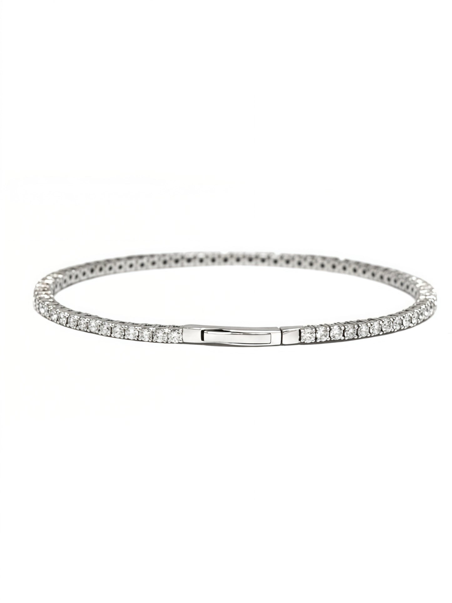 14K White Gold 2.60 CTW Diamond Flex Bangle Bracelet