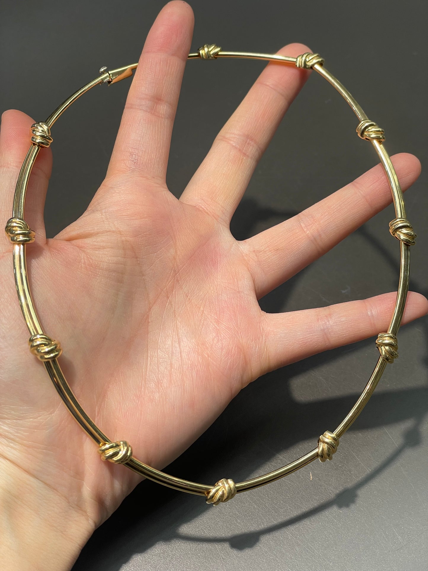 Vintage 14K Yellow Gold Love Knot Link Collar Necklace