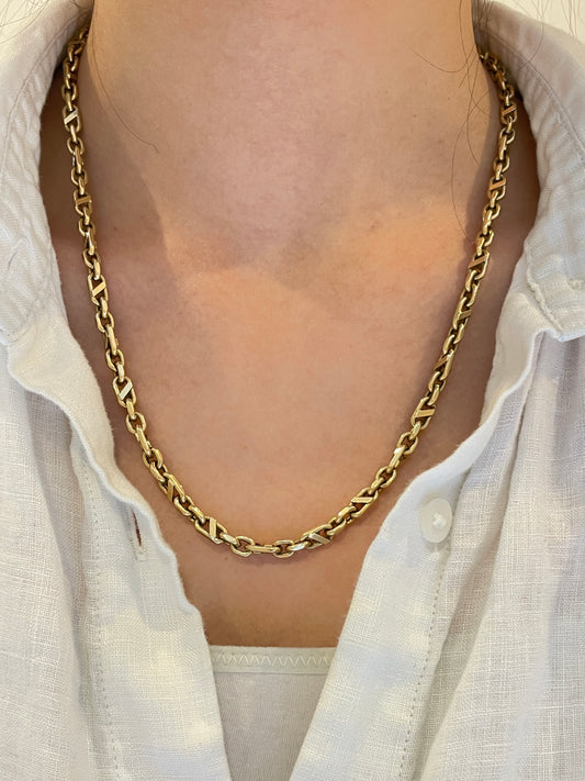 Vintage 14K Gold Fancy Link Chain Necklace 20.0 inch