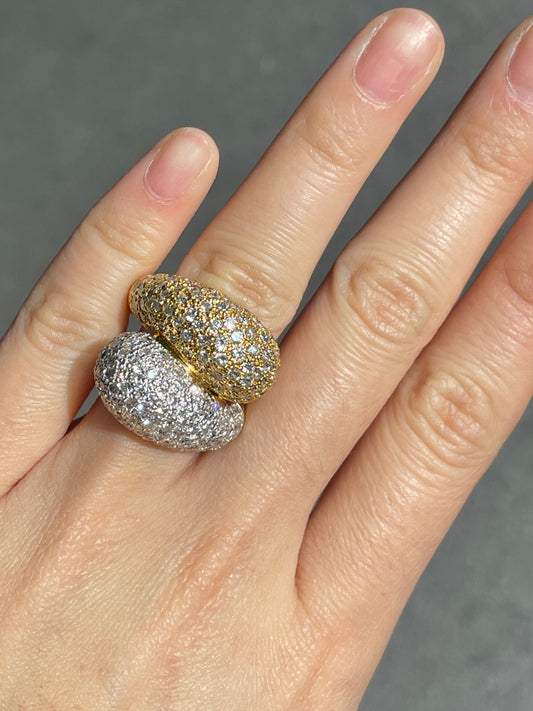 18K Gold 5.30 CTW Diamond Bypass Bombe Ring