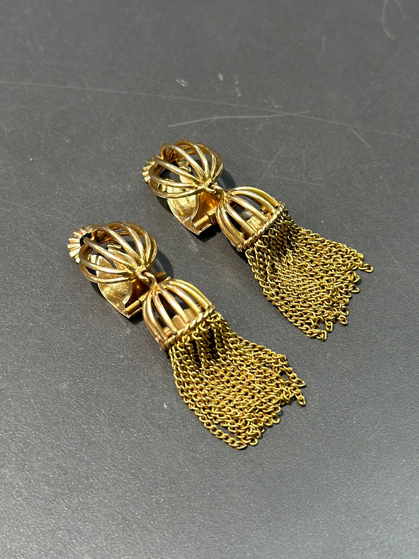 埃及 18K 金流苏耳环