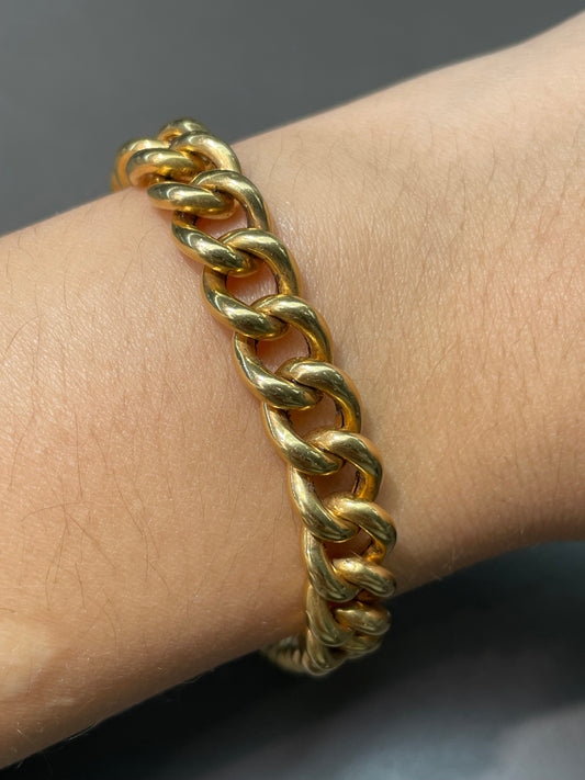 Antique 14K Yellow Gold 9.0 mm Puffy Curb Link Bracelet