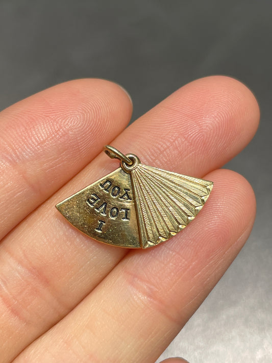 Vintage 14K Gold “I Love You” Fan Charm