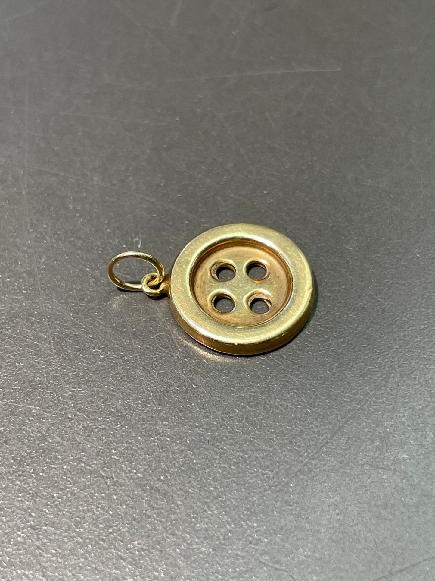 Vintage 14K Yellow Gold Button Charm Pendant