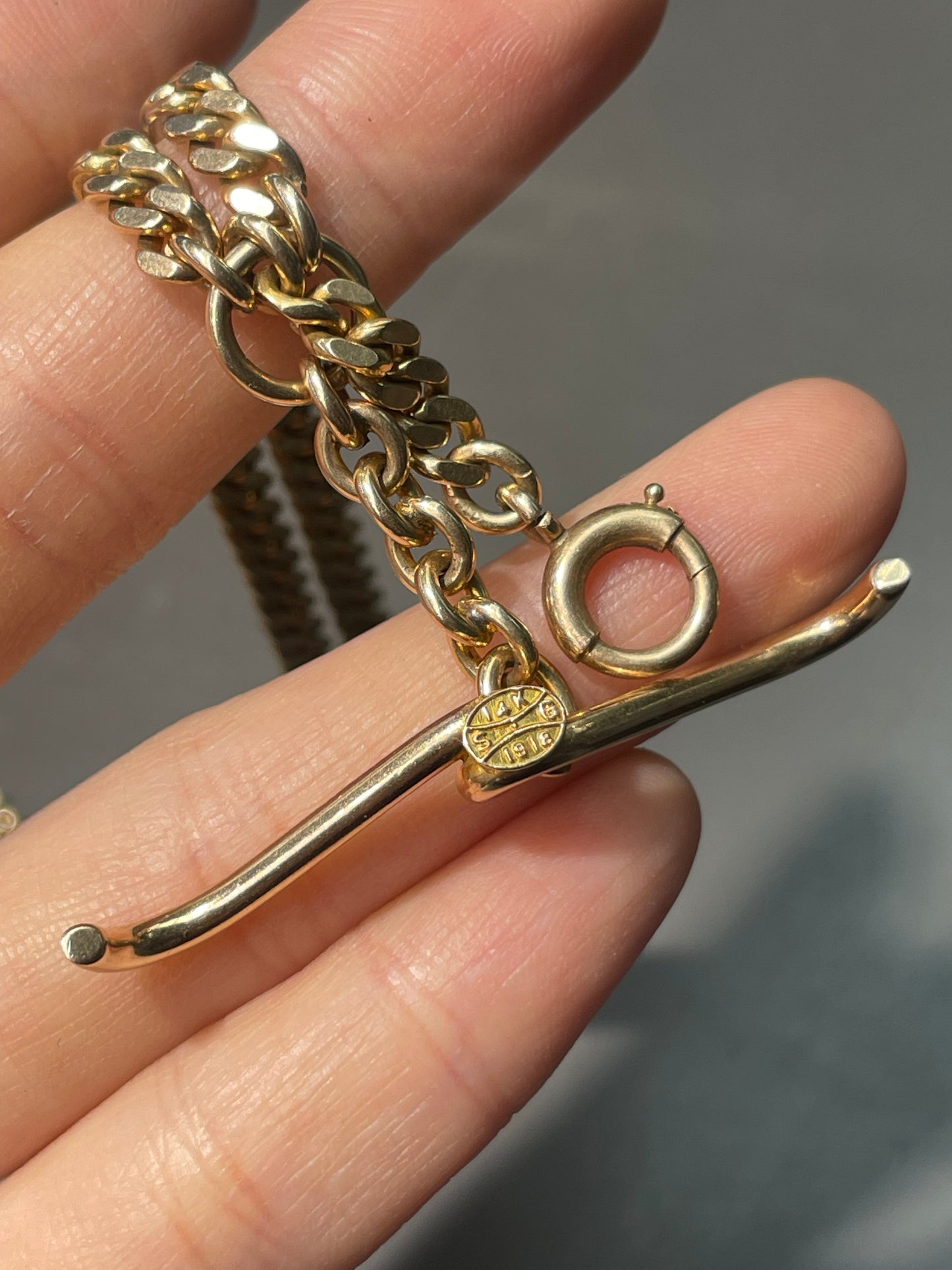 Vintage 14K Yellow Gold 5.0 mm Albert Watch Chain Necklace 23.0 inch