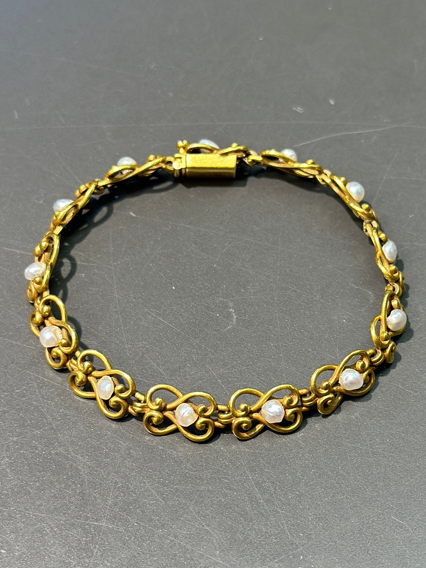 新艺术风格 14K 金天然珍珠手链
