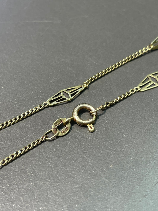 Vintage 14K Yellow Gold Filigree Chain Necklace 16.0 inch