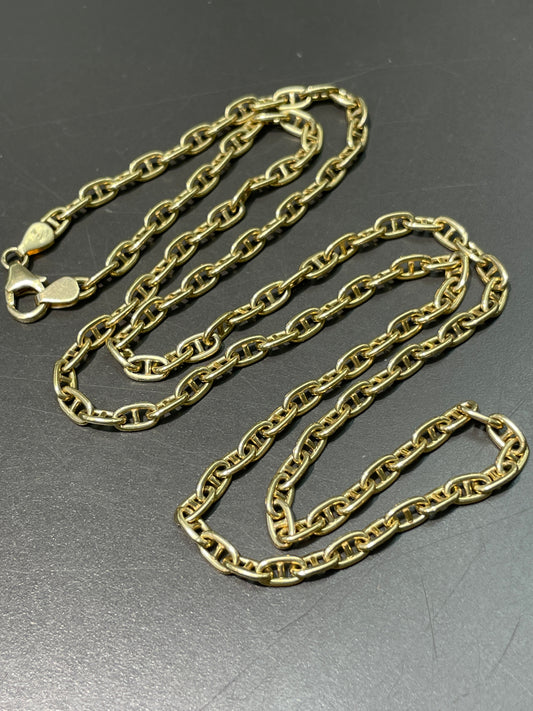 14K Gold 3.5 mm Puffy Mariner Chain Necklace