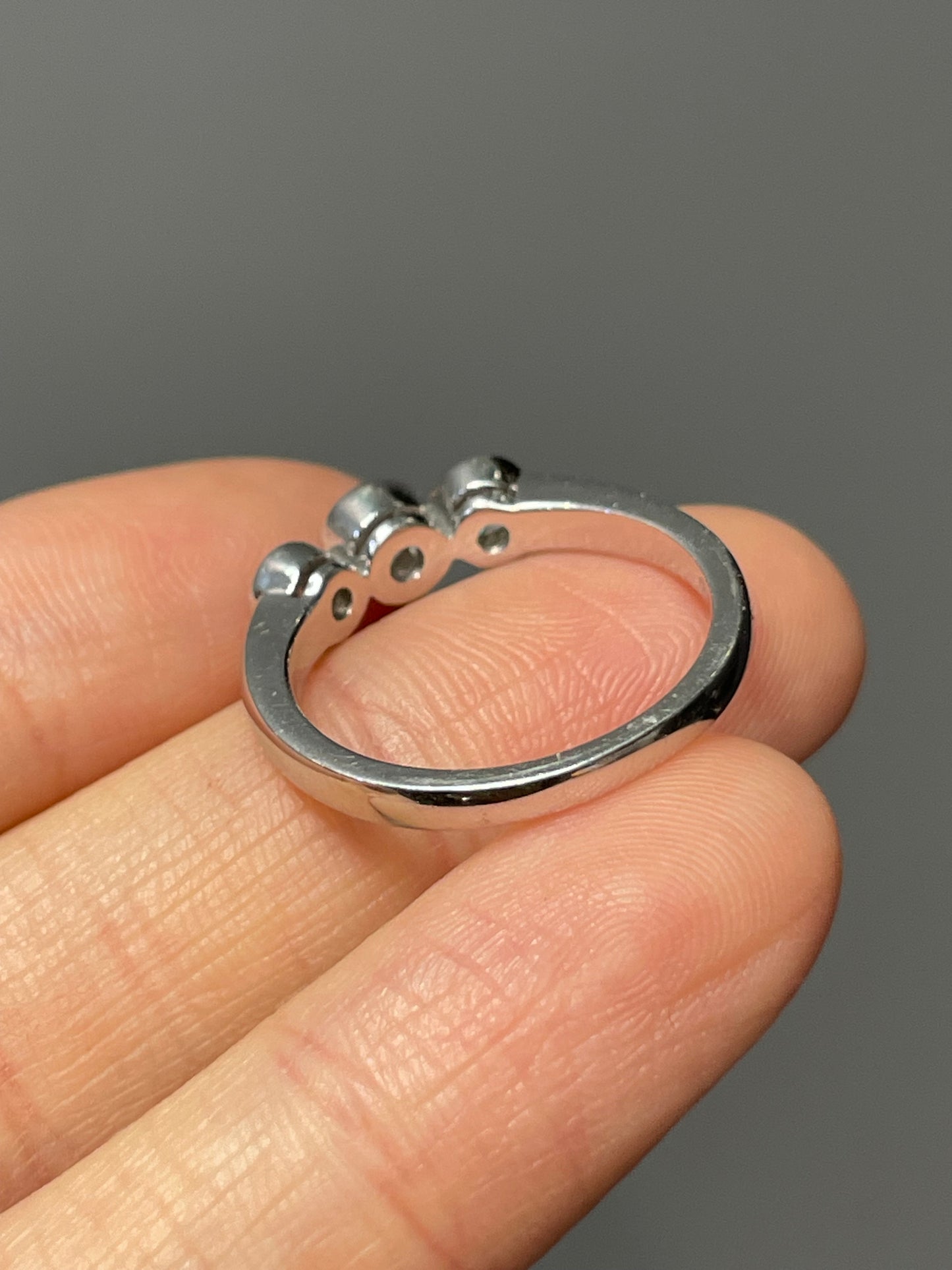 18K White Gold 0.60 CTW Diamond Bezel Trilogy Ring