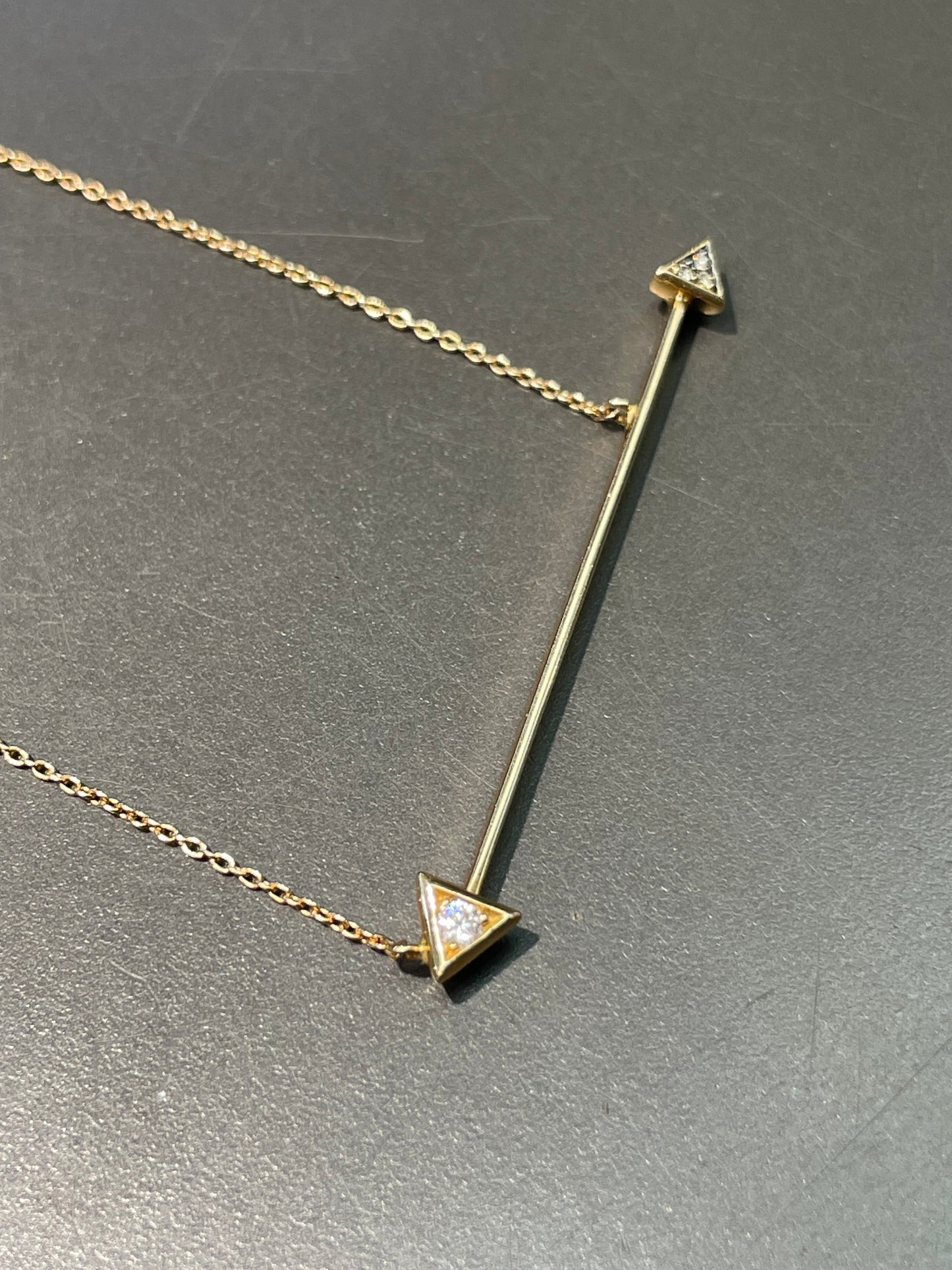 18K Yellow Gold 0.08 CTW Diamond Arrow Necklace