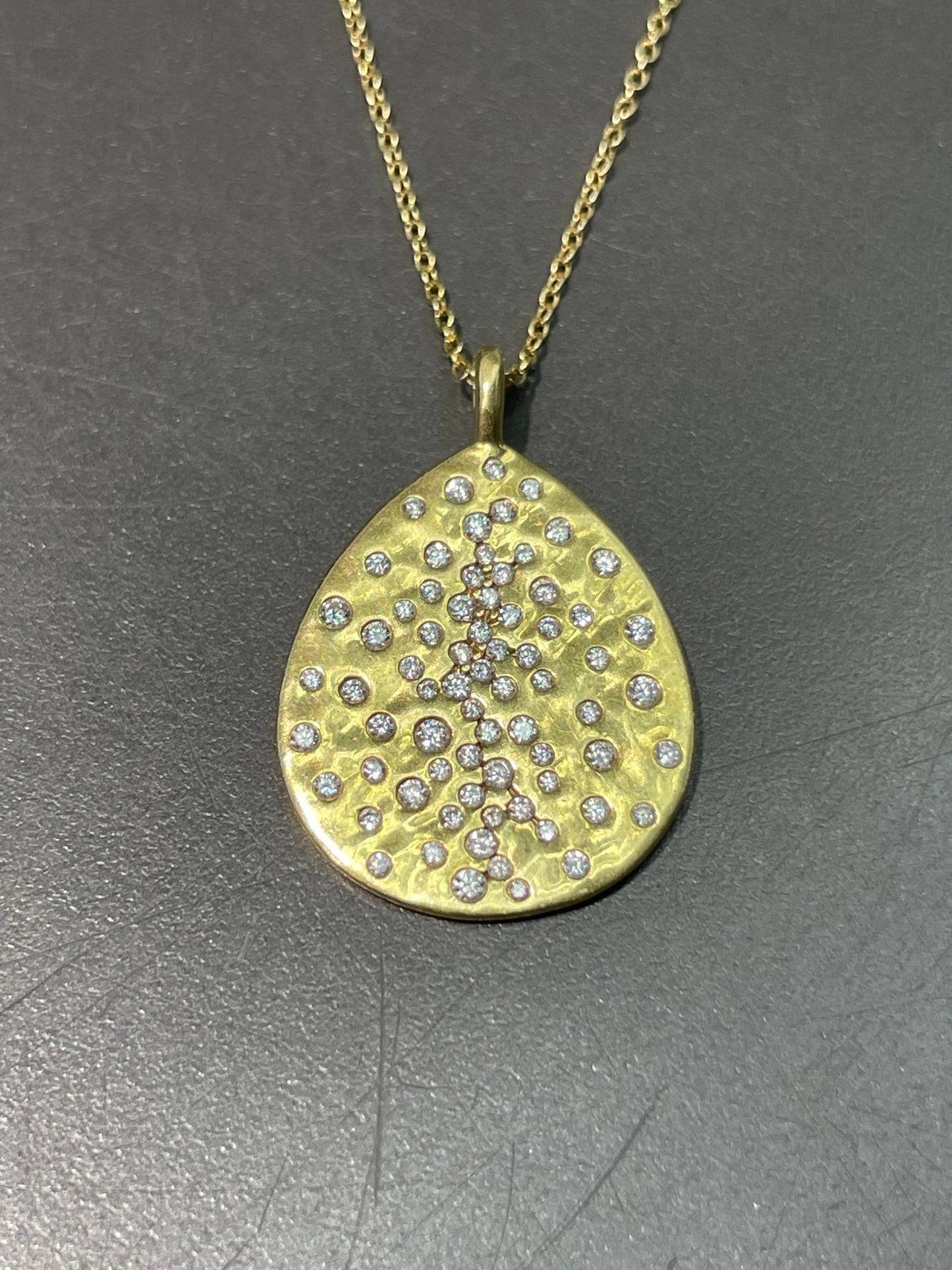 Ippolita 18K Yellow Gold 0.34 CTW Crinkle Teardrop Pendant Necklace