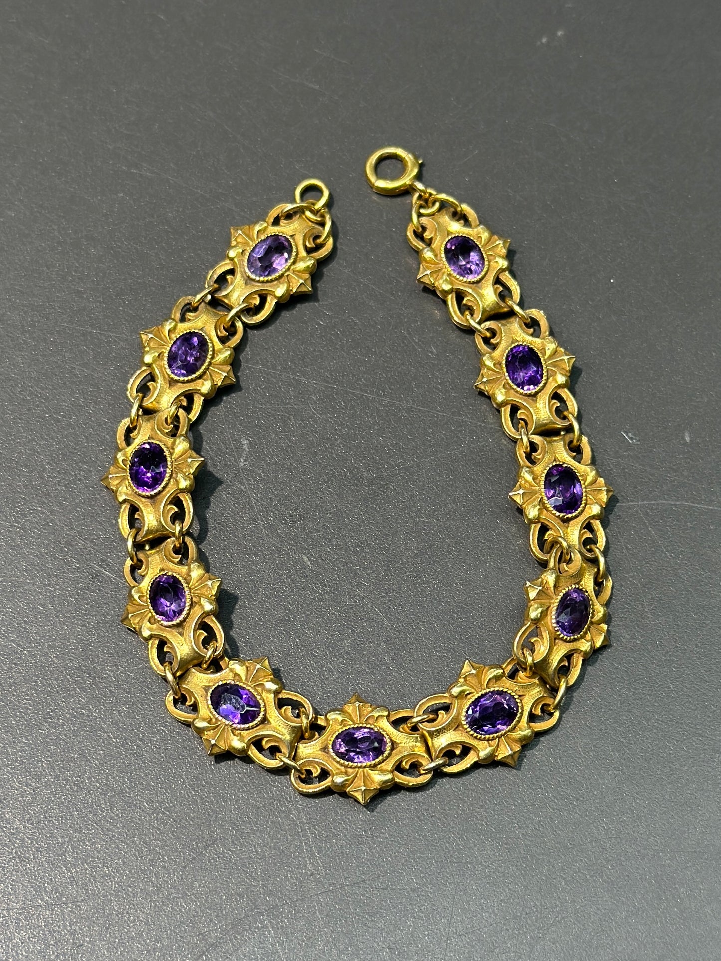 Art Nouveau Dreher & Son, Bracelet améthyste en or EA 14 carats