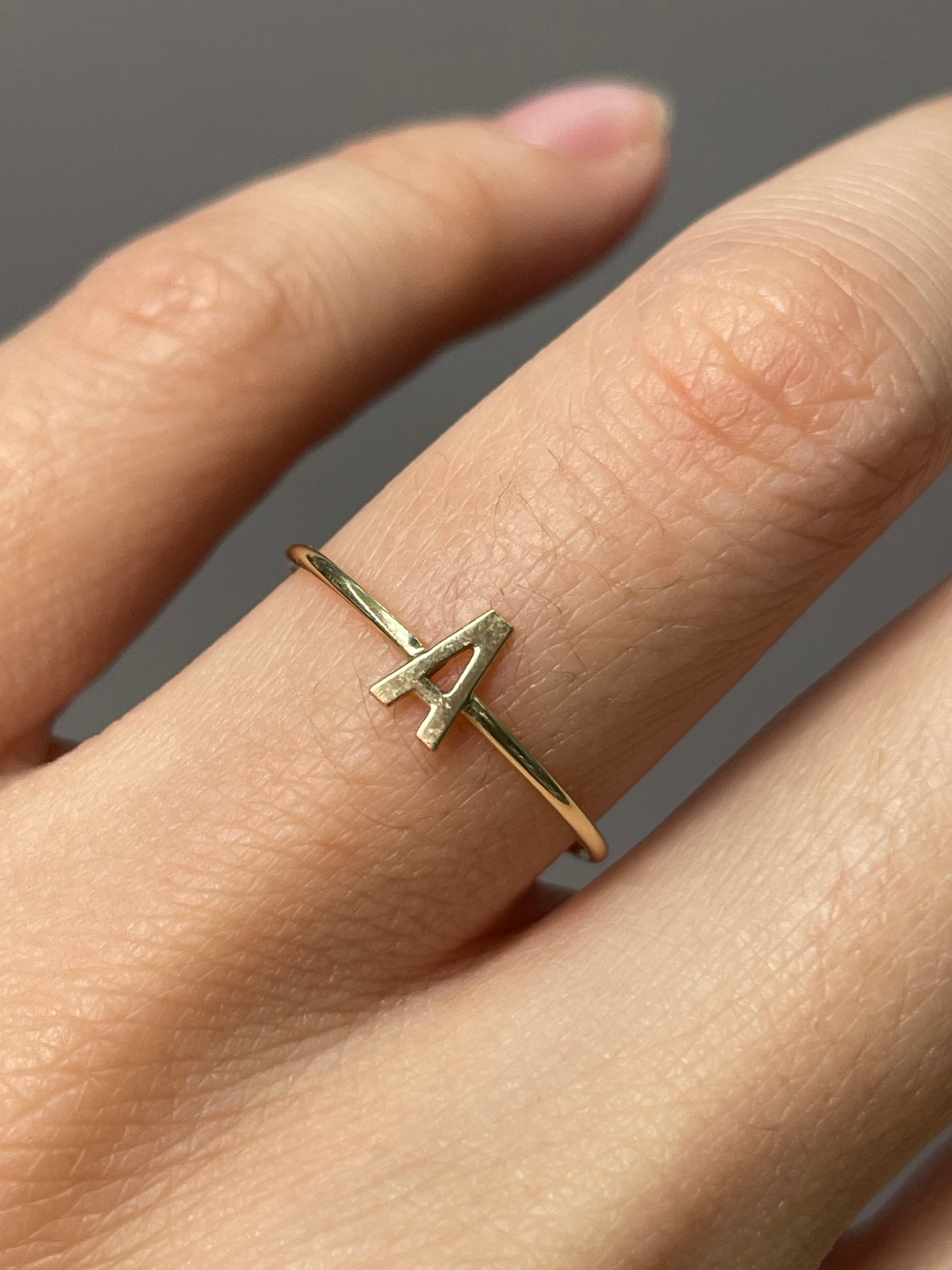 14K Yellow Gold "A" Letter Ring