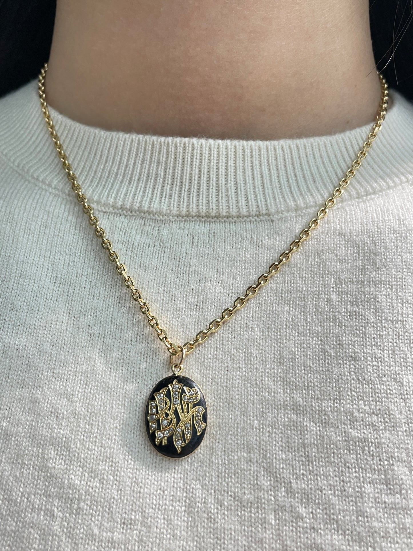 Antique J.E. Caldwell 18K Gold Diamond "W" Monogram Charm