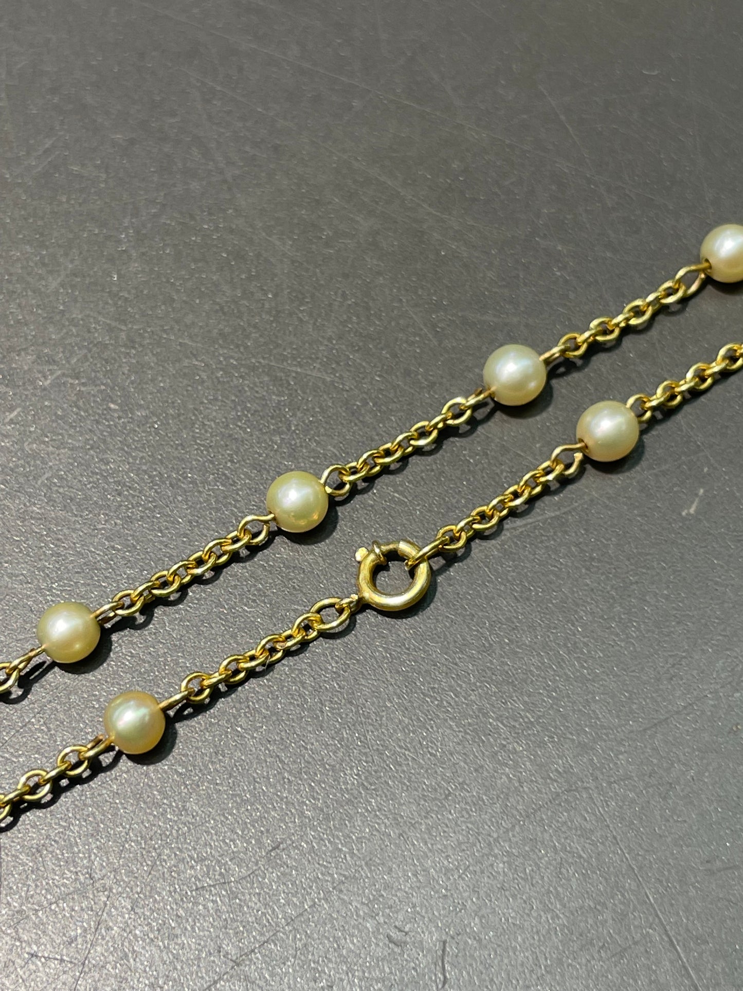 18K Yellow Gold 4.0 mm Akoya Pearl Station Necklace 21.0 inches
