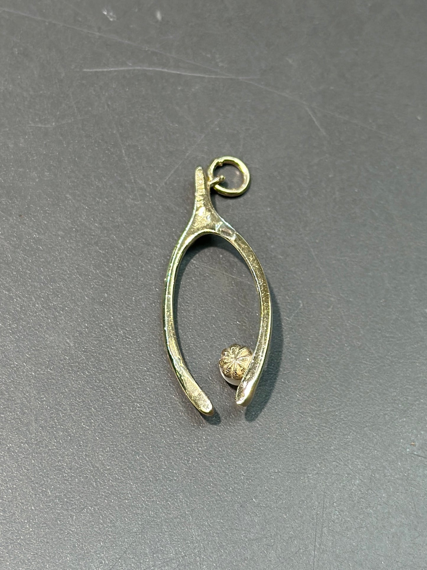 复古 14K 金珍珠许愿骨转换吊饰