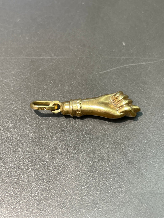 Vintage 14K Yellow Gold Mano Figa Charm Pendant