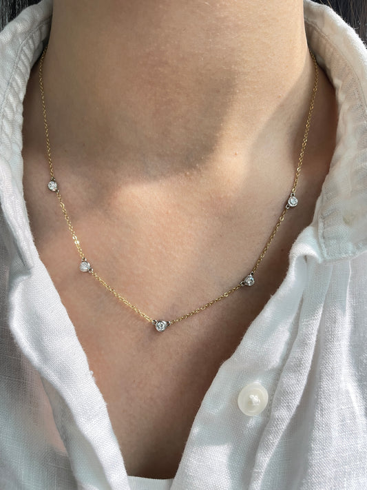 14K Gold 0.75 CTW Diamond By The Yard Chain Necklace