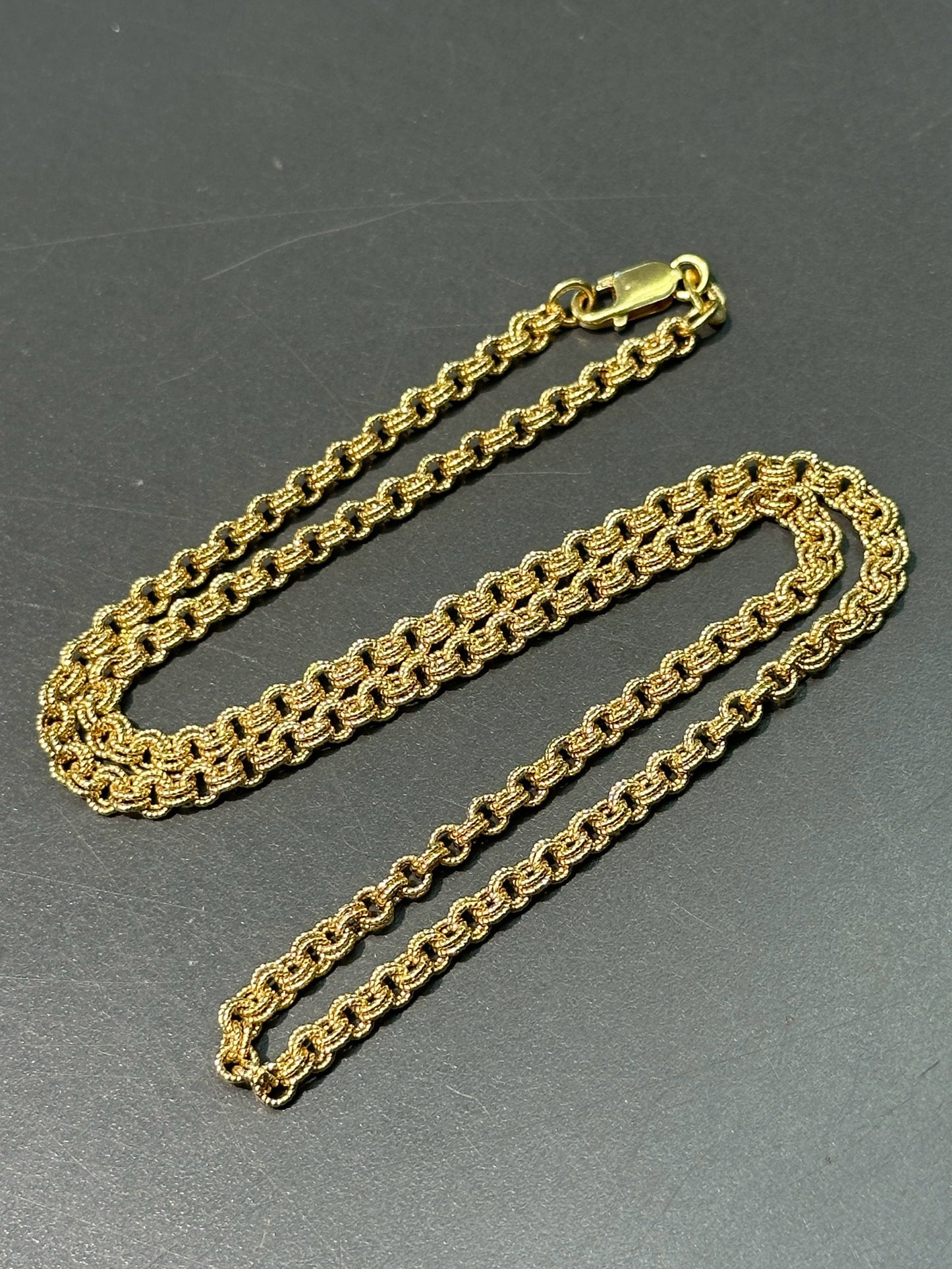 14K 黄金 3.5 毫米纯色花式链状项链
