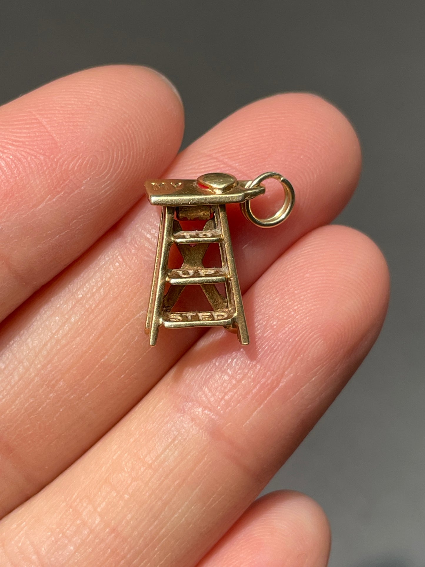Vintage 14K Gold “Step Up to My Heart” Stair Charm