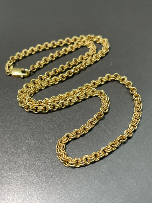 14K Gold 3.5 mm Textured Rollo Necklace