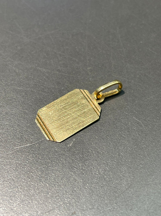 Vintage 18K Yellow Gold Mini Dog Tag Charm Pendant