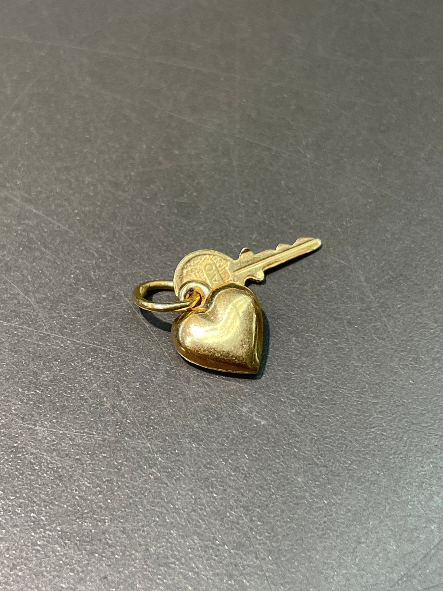 14K Yellow Gold Petite Key and Heart "Del Cuore" Charm Pendant
