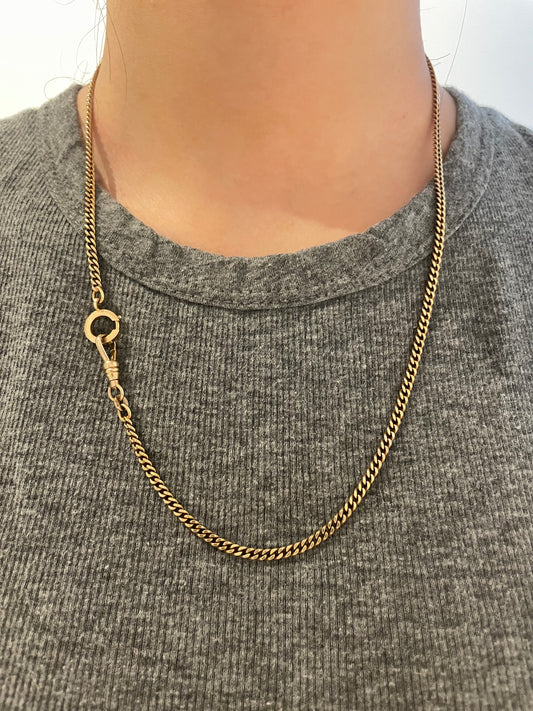 Vintage 18K Yellow Gold 3.0 mm Curb Link Watch Chain 21.0 inch