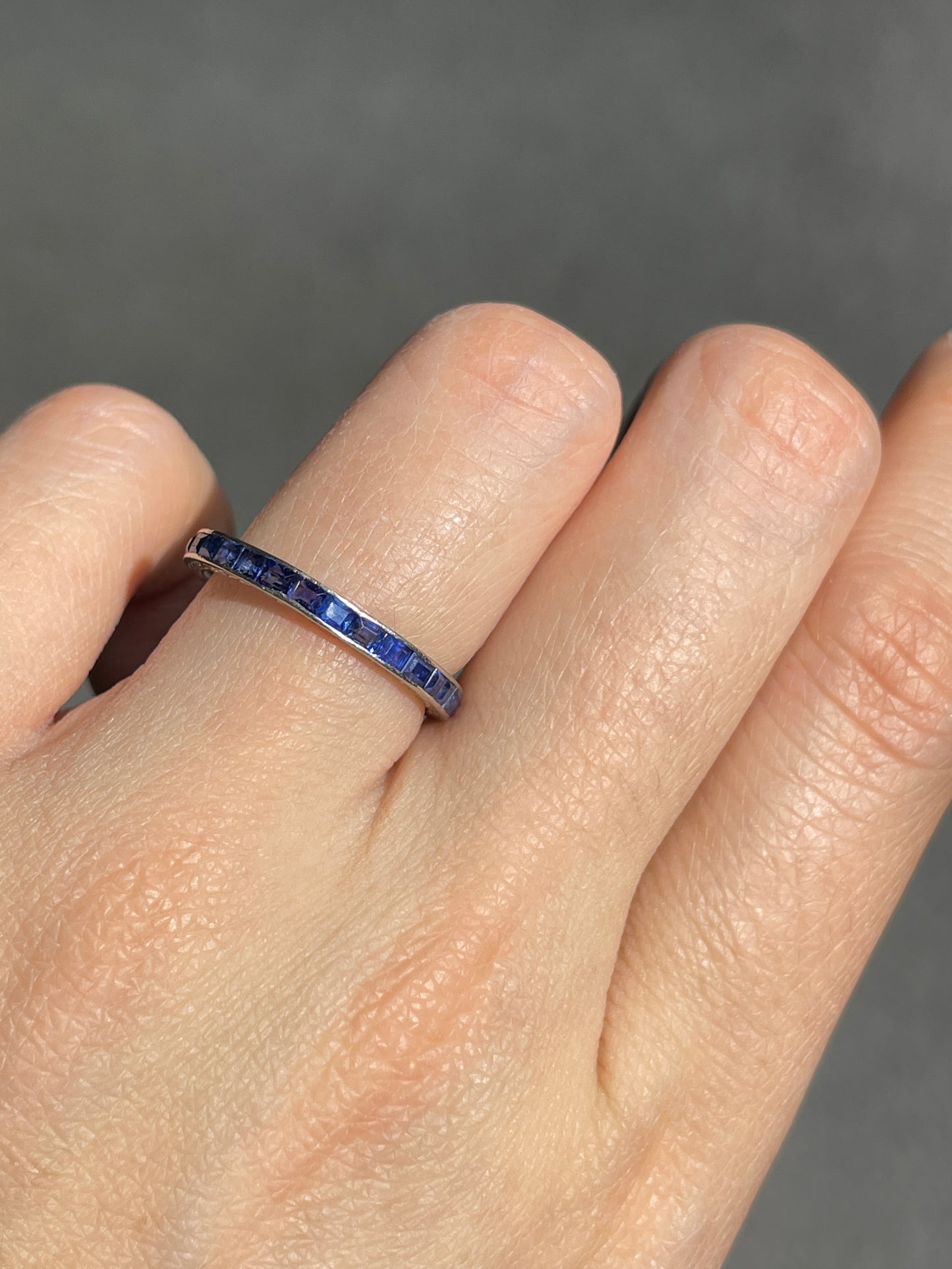 Antique French Platinum Sapphire Band Ring
