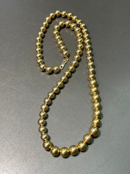 Vintage 14K Yellow Gold Graduated Bead Necklace