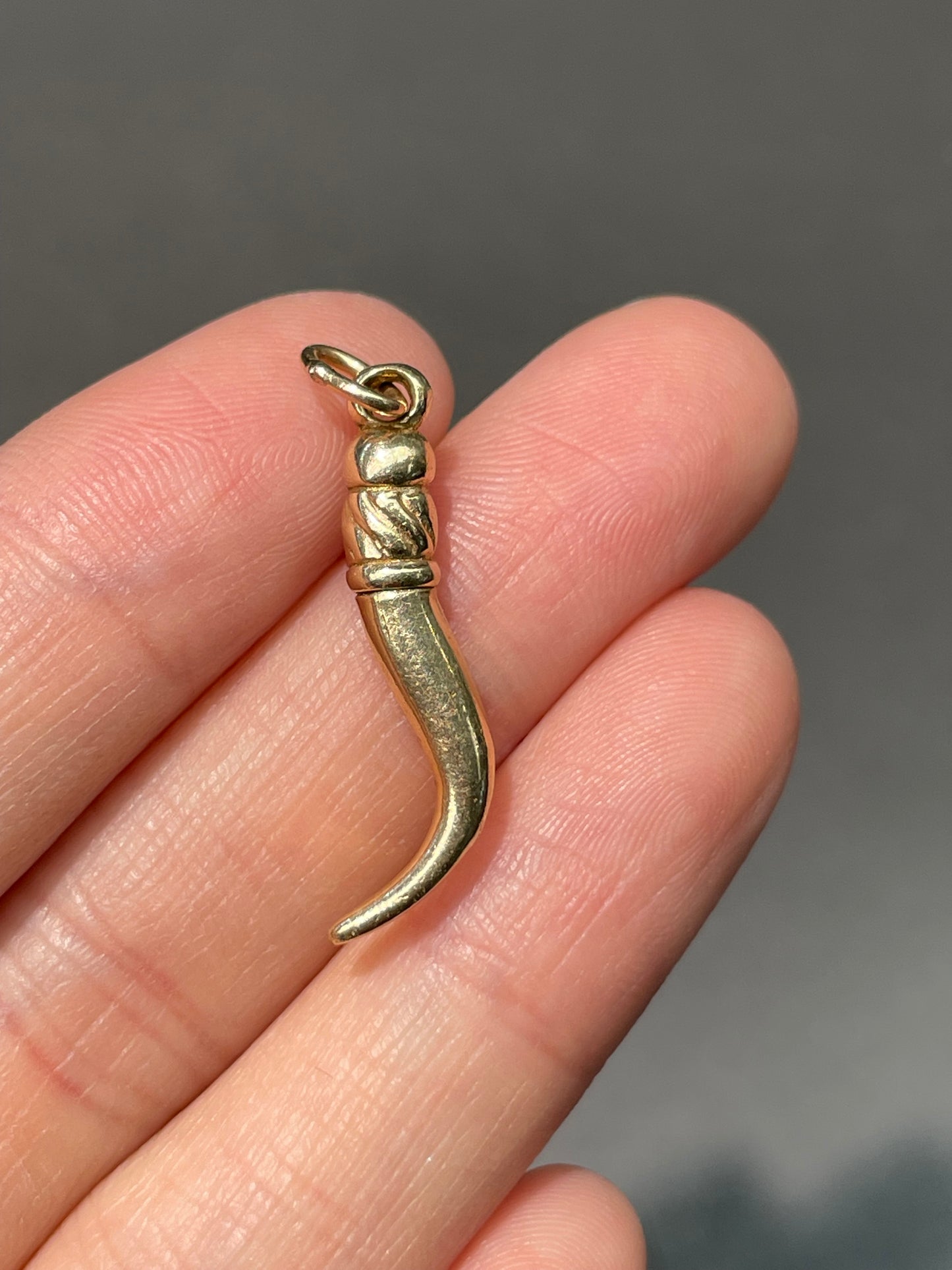 Vintage 14K Yellow Gold Solid Horn Charm