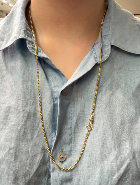 Vintage 18K Gold 2.0 mm Curb Link Watch Chain