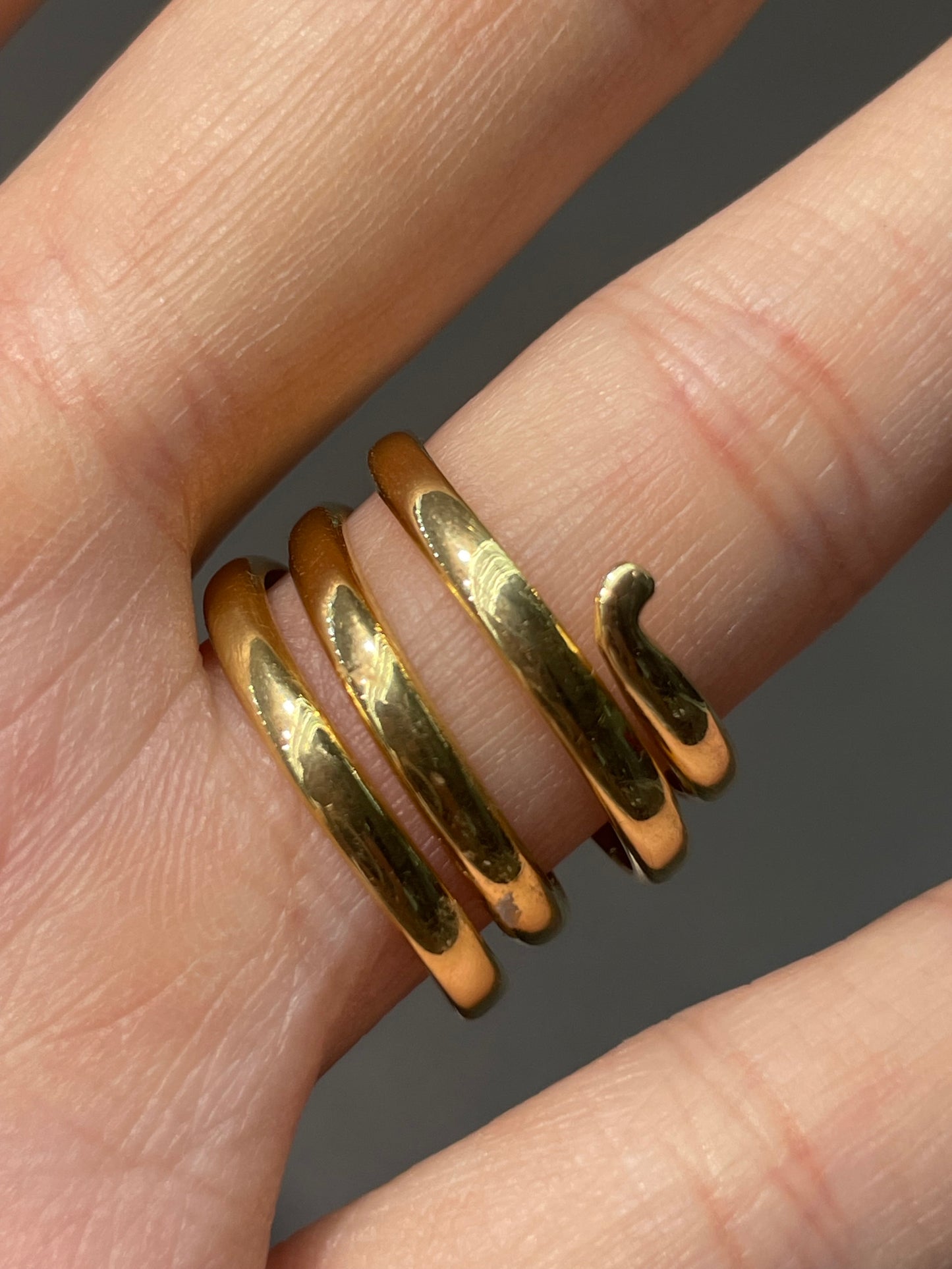 Antique Austro Hungarian 14K Gold 1.08 CTW Diamond Coiled Snake Ring
