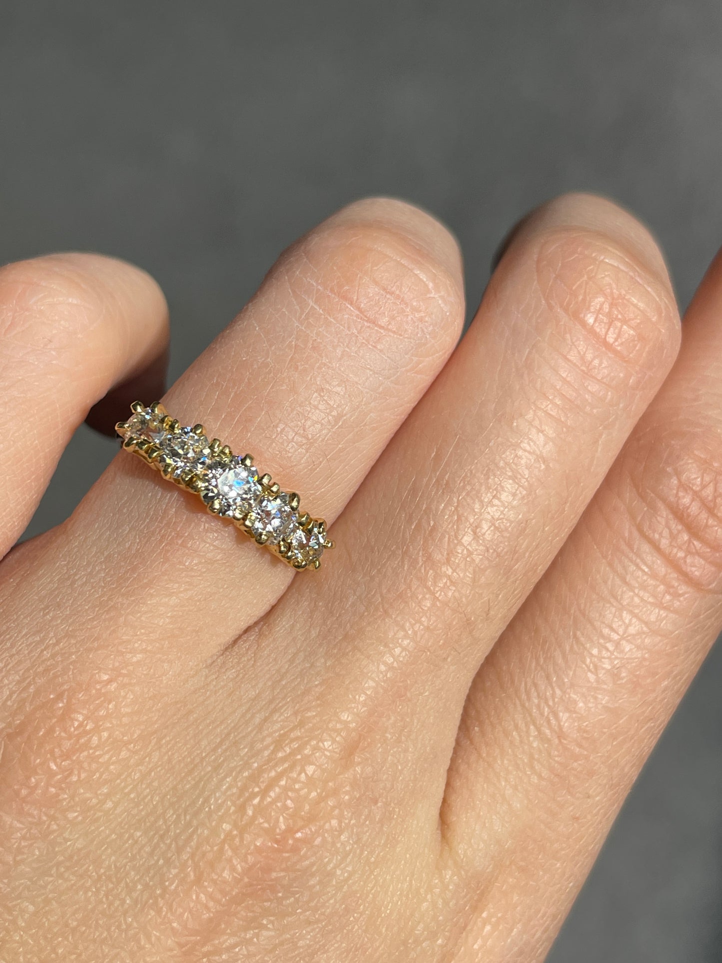 Antique Birks 14K Gold 1.46 CTW Five Stone Diamond Ring