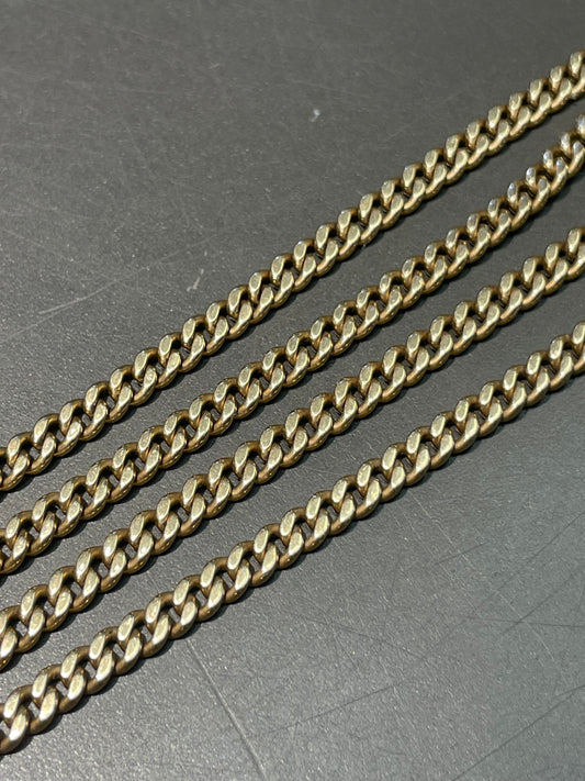 Vintage 14K Yellow Gold 4.0 mm Curb Link Watch Chain Necklace 21.0 inch