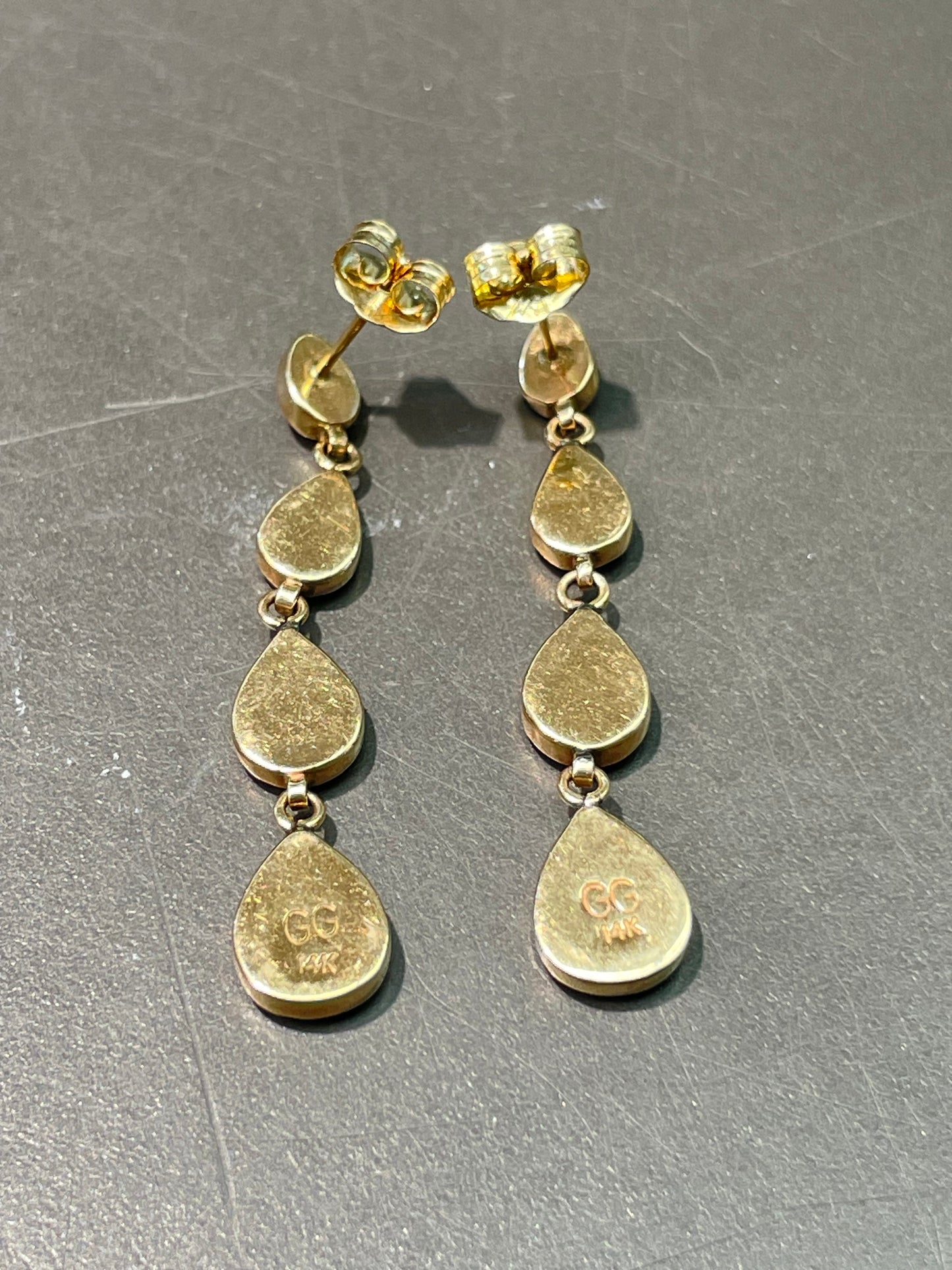 14K Yellow Gold Zuni Multi-Gemstone Inlay Earring