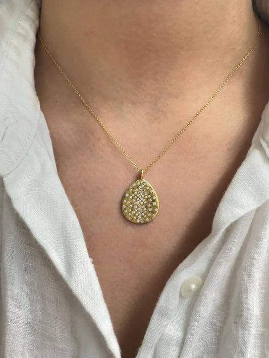 Ippolita 18K Yellow Gold 0.34 CTW Crinkle Teardrop Pendant Necklace