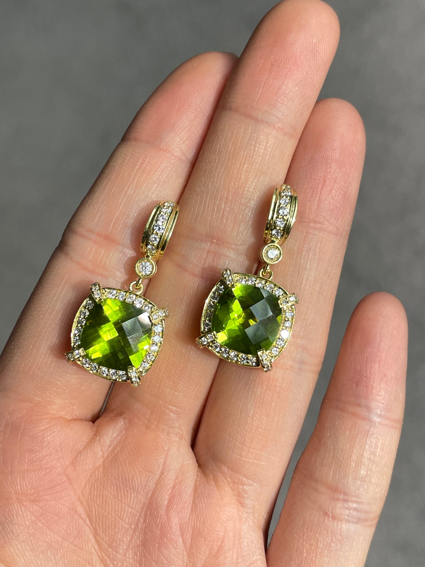 Charles Krypell 18K Gold Peridot Diamond Earring