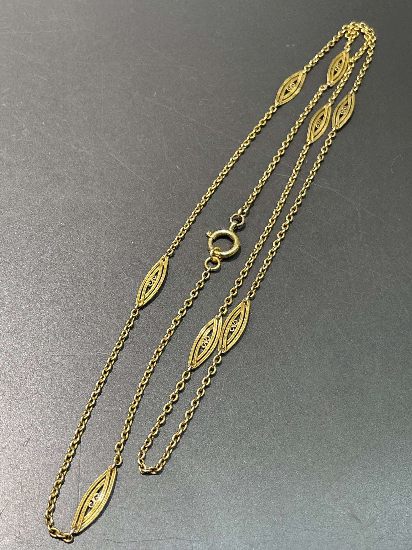 Antique 21K Yellow Gold Filigree Chain Necklace