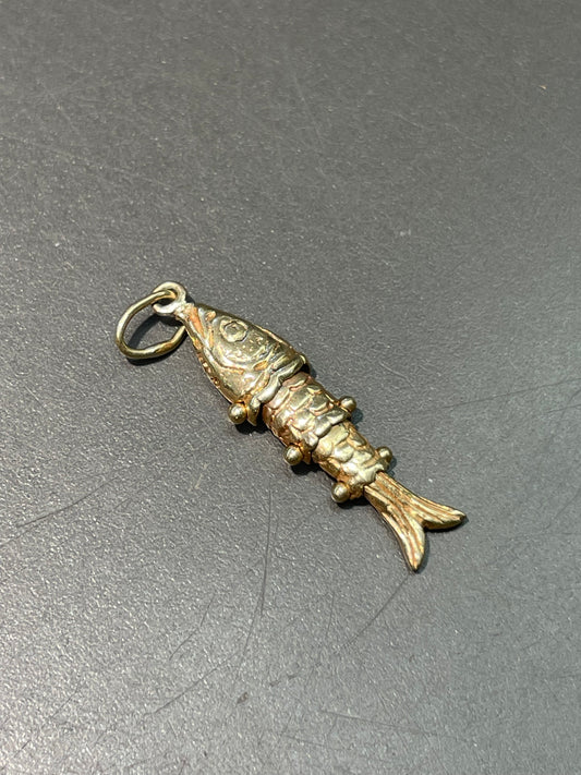 Vintage 14K Yellow Gold Articulating Fish Charm
