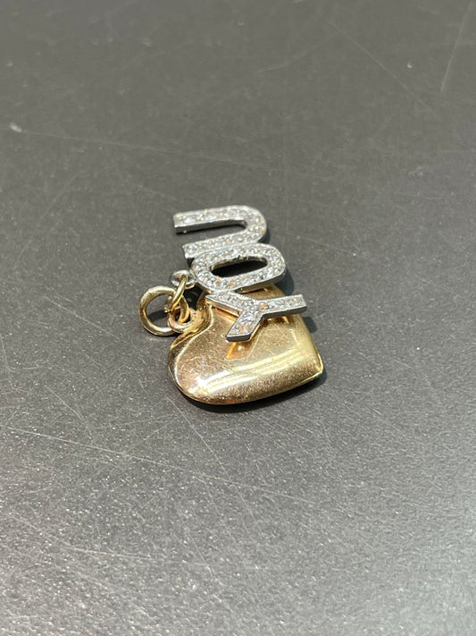 Vintage 14K Yellow Gold Diamond “Love You” Charm