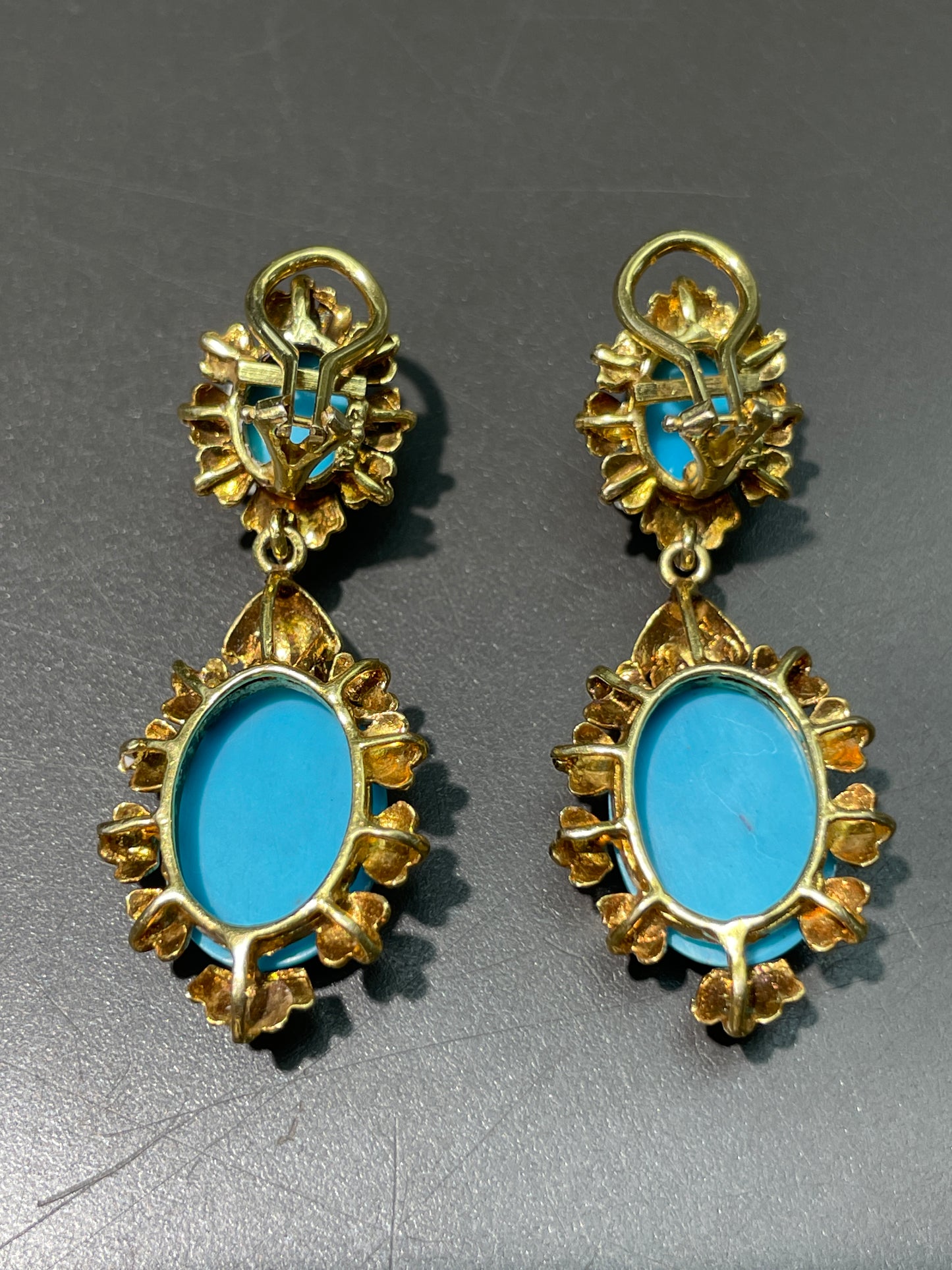 Vintage 14K Gold Sleeping Beauty Turquoise Drop Earring