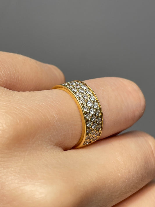 Vintage French 18K Gold 1.35 CTW Pave Set Diamond Ring