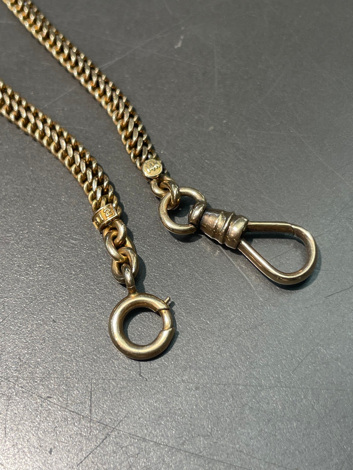 Vintage 14K Yellow Gold Fancy Link Albert Watch Chain 20.25 inch
