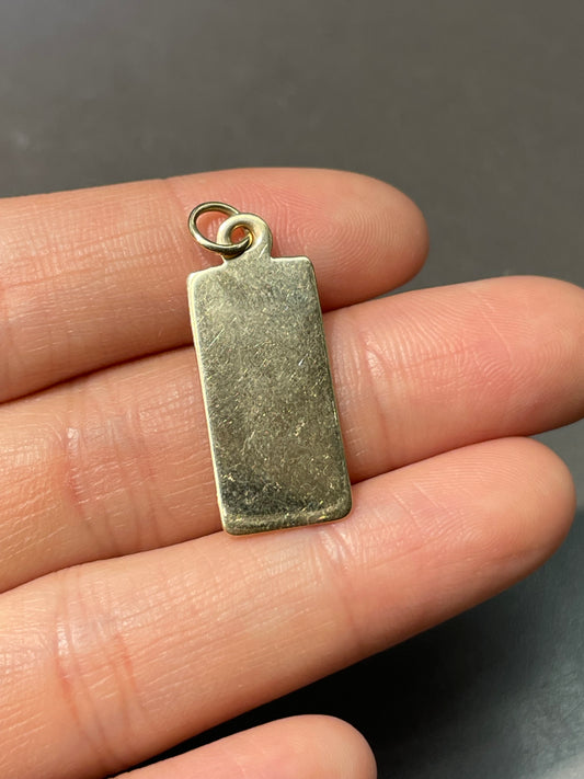 14K Yellow Gold Dog Tag Pendant