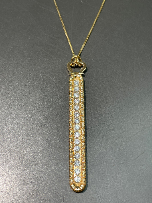 18K Gold Roberto Coin Cento Diamond Bar Pendant Necklace