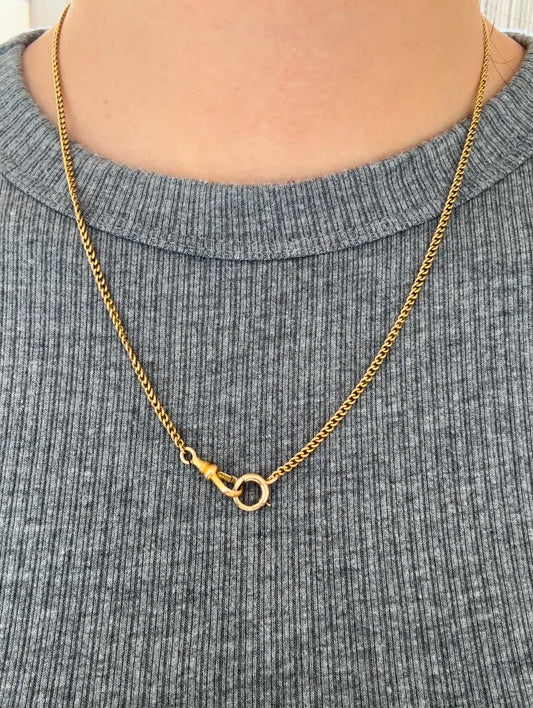 Vintage 14K Yellow Gold Curb Link Watch Chain Necklace 18.0 inch