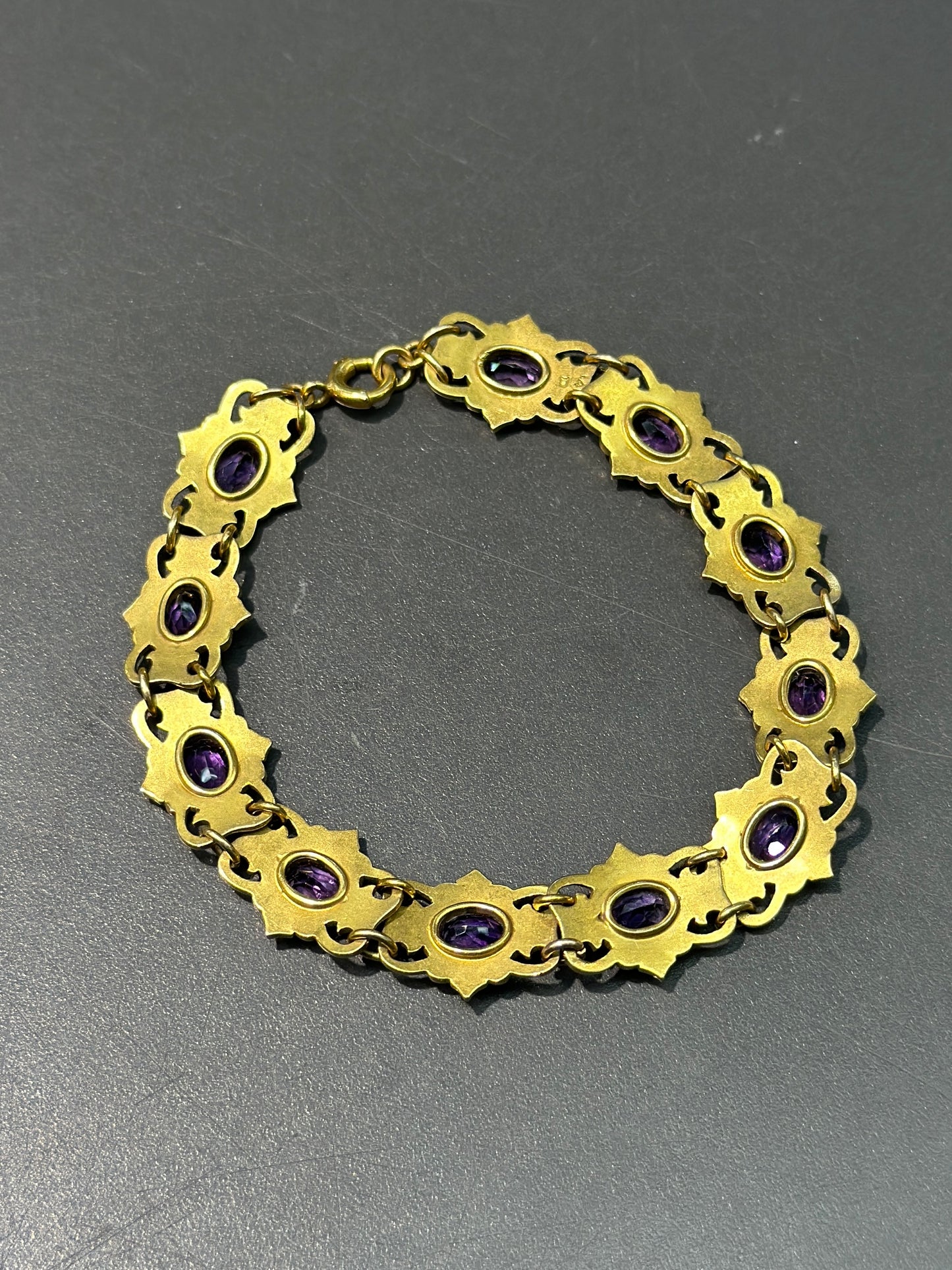 Art Nouveau Dreher & Son, Bracelet améthyste en or EA 14 carats