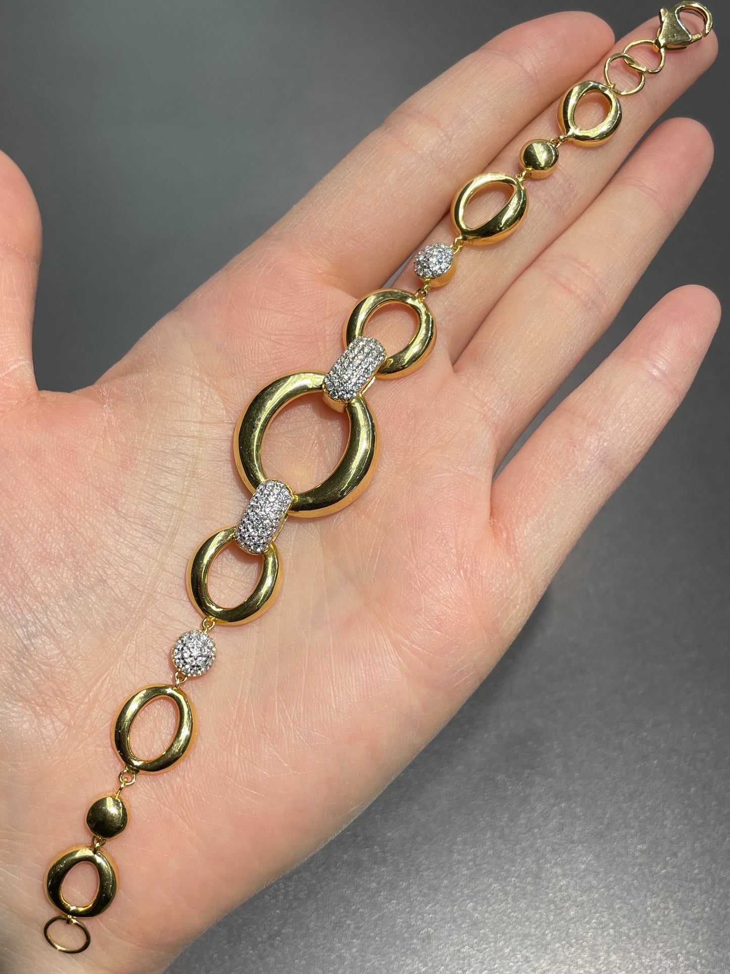 14K Yellow Gold 1.18 CTW Diamond Oval Link Bracelet